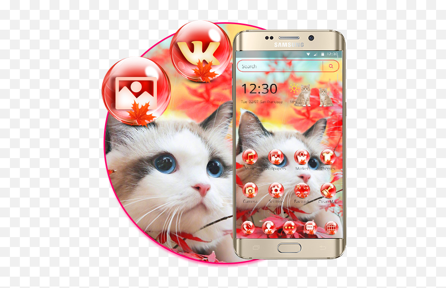 Cute Kitty Bowknot Theme Apk Download - Free App For Android Emoji,Kakao Emoticons Winter