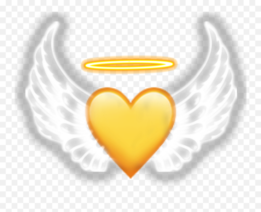 Angel Yellow Heart Iphone Emoji Sticker - Neon Black White Aesthetic,Yellow Heart Emoji