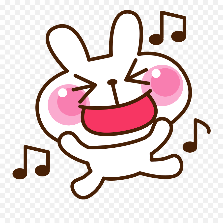 Rabbit Singing Joyfully Clipart - Sing Clipart Cute Transparent Emoji,Bunny Holding Cake Emoticon