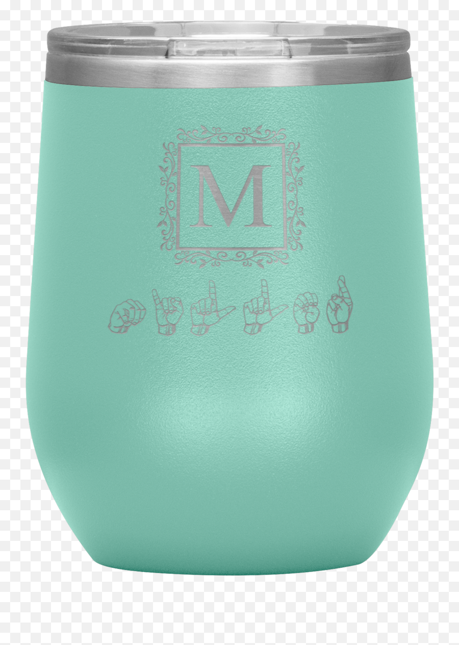 12oz Stainless Steel Stemless Wine Tumblermonogram V - Cylinder Emoji,Lemmy Emoji