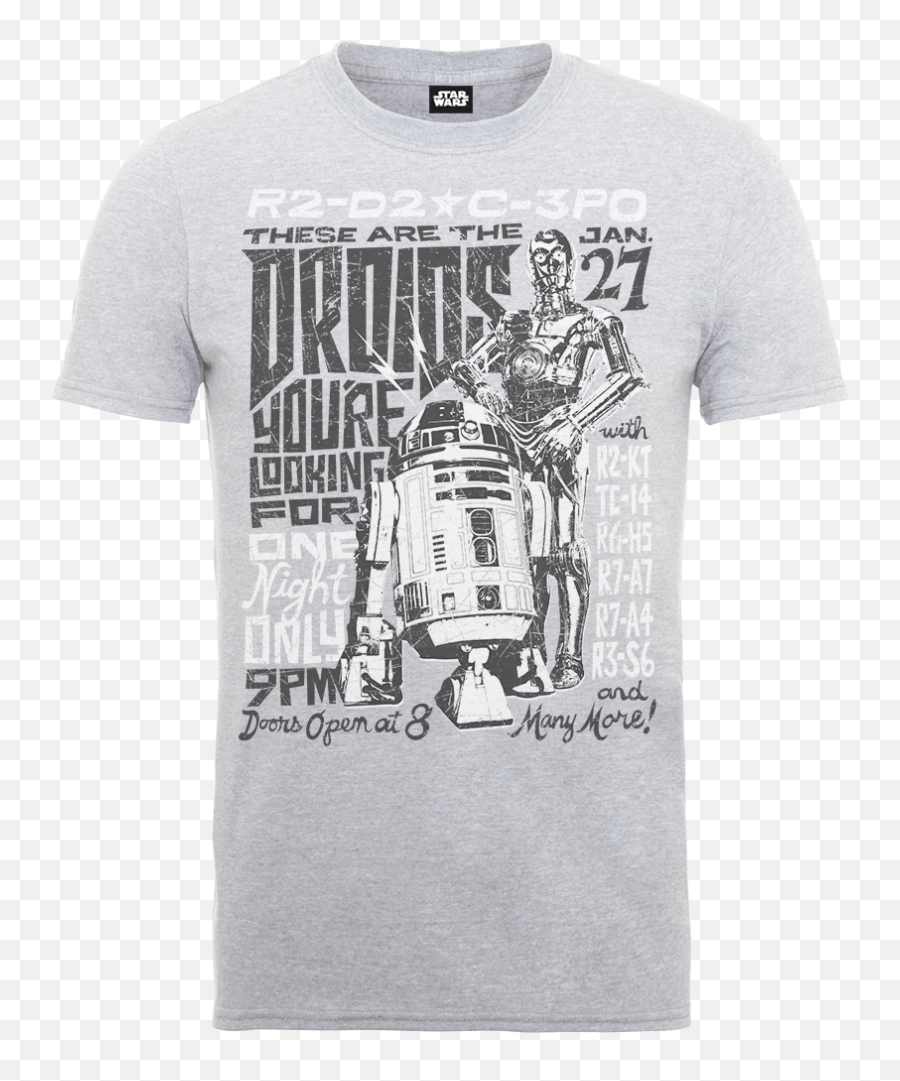Star Wars Droids Rock Poster T - Shirt Grey Short Sleeve Emoji,R2d2 Emoji