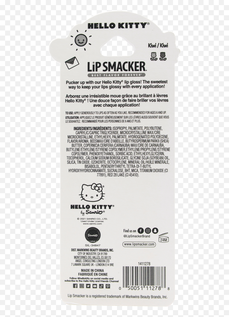 Hello Kitty Lippy Pal Shimmer Lip Gloss Lip Smacker Emoji,Pucker Emoji