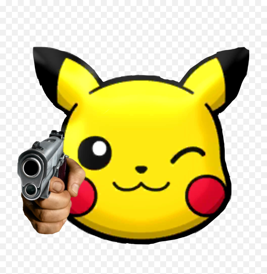 Pikapika Pikachu Ohgod Gun Sticker By Cate - Winking Pikachu Pokemon Shuffle Emoji,Pikachu Emoticons