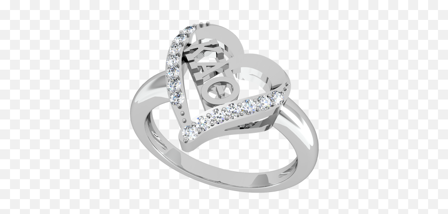 Alpha Kappa Alpha Sweet Heart Silver Ring - Kinggreekcom Ring Emoji,Heart Emoticon Ring Silver