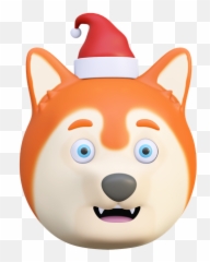 Premium Dog Wearing Christmas Hat Emoji 3d Illustration,Christmas Emojis Discord