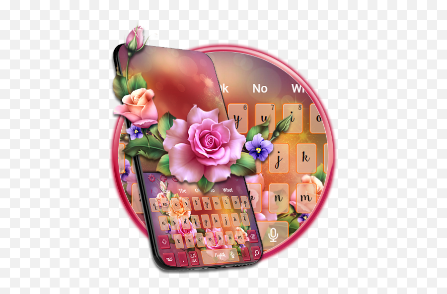 Beautiful Spring Rose Keyboard Theme - Girly Emoji,Spring Emojis