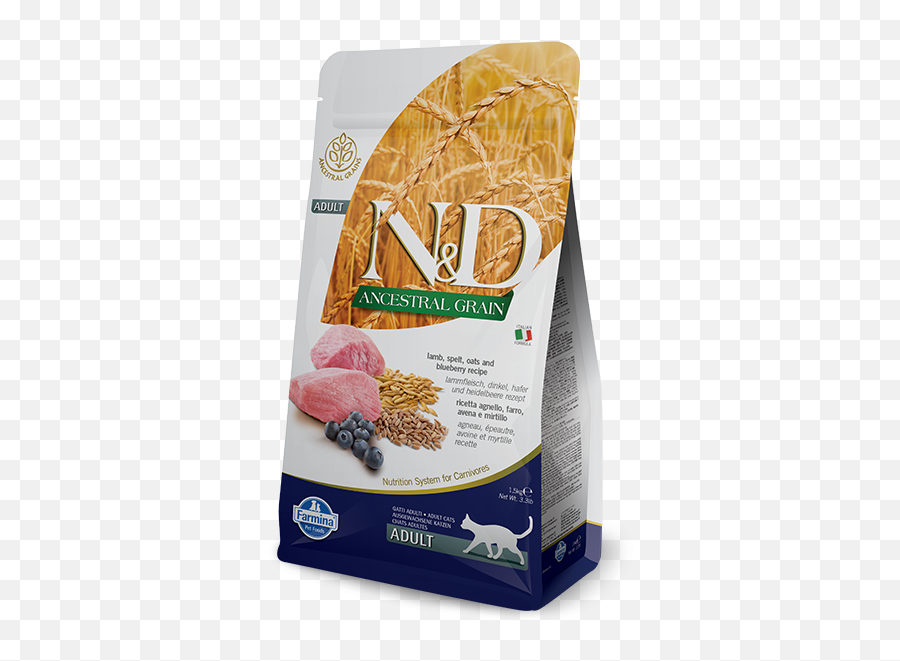 Farmina Nu0026d Natural U0026 Delicious Low Grain Adult Lamb U0026 Blueberry Dry Cat Food Petflow - Nd Ancestral Low Grain Cat Chicken Pomegranate Emoji,Cat Emotion Giving Cookie