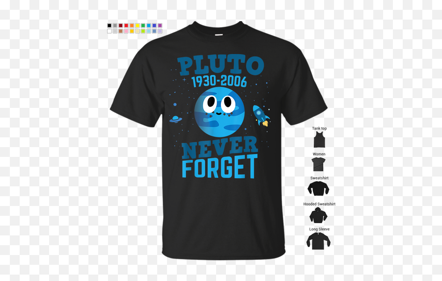 Pluto Never Forget T - Shirt Chitaamobi Short Sleeve Emoji,It Geek Emoticon