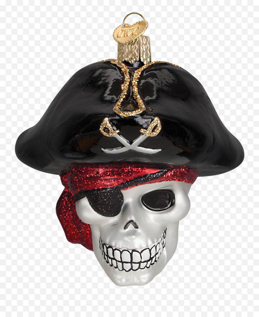 Old World Christmas Jolly Roger Pirate Skull Glass Halloween - Old World Christmas Emoji,2 Skull Emoji