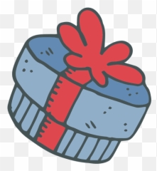 Blue Gift Box Red Bow Hand Drawn Cartoon Icon 52 Transparent Emoji,Bow Hands Emoticon