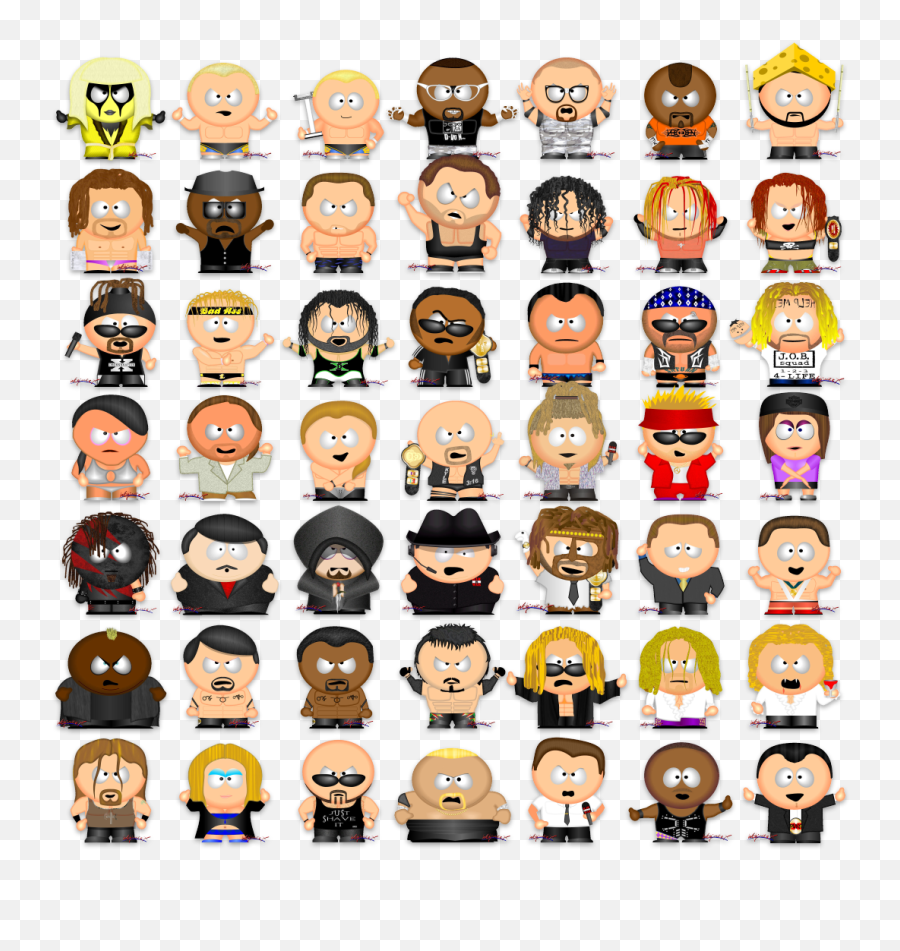 South Park Wrestlers From Kennys Krib - Wwe South Park Wrestlers Emoji,Southpark Emoticons