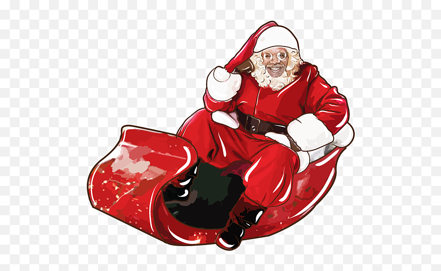 Christmas Santa Claus In Sleigh Carry - All Pouch Santa Claus Drawing In Sleigh Emoji,Black Santa Emoji Pillow