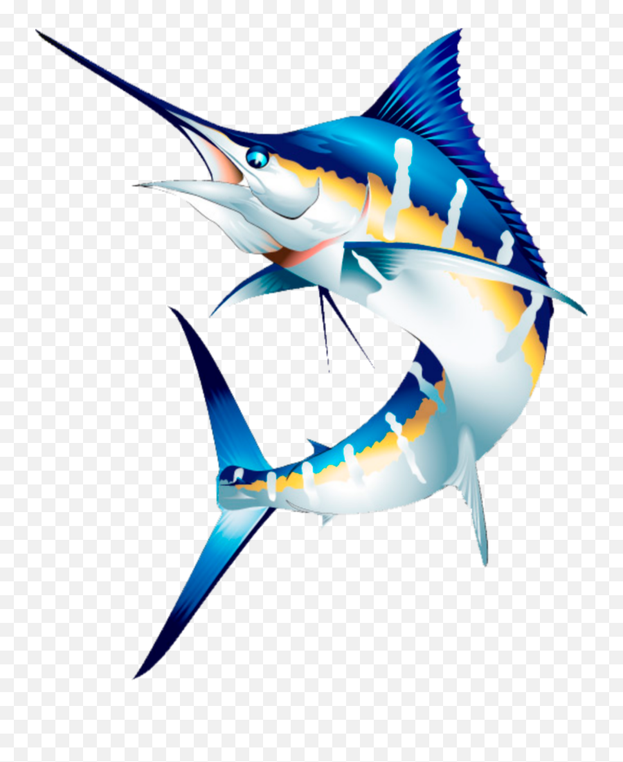 Mq Blue Fish Swordfish Water Sticker - Swordfish Cartoon Emoji,Swordfish Emoji