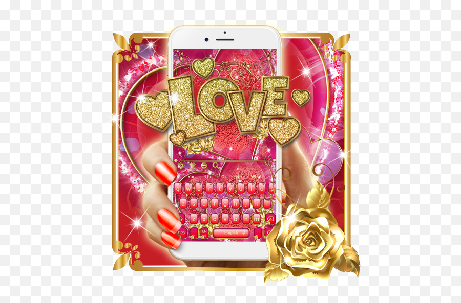 Golden Pink Love Keyboard Theme - App Su Google Play Mobile Phone Emoji,Emoticon Sorridenti