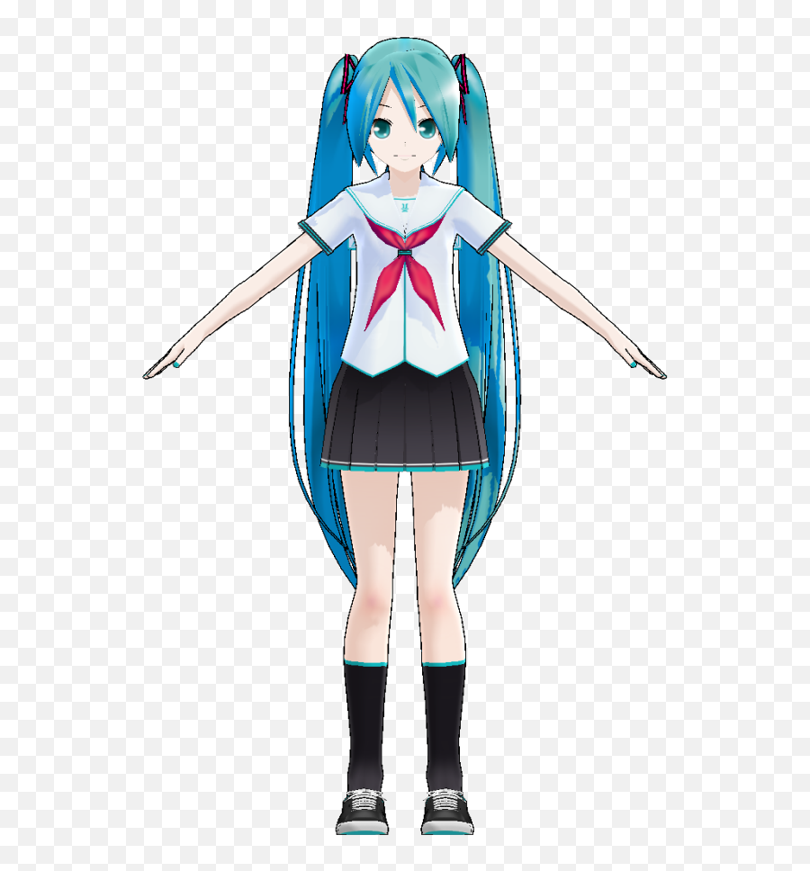 Miku Hatsune Schoolgirl Summer - Fictional Character Emoji,Mmd Poses Emotions