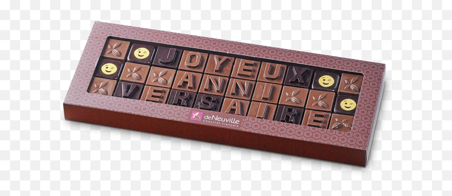 Message Chocolat Joyeux Anniversaire Au Chocolat Noir Blanc - Chocolat Personnalise Pour Anniversaire Emoji,Carte Emoticon Pour Anniversaire