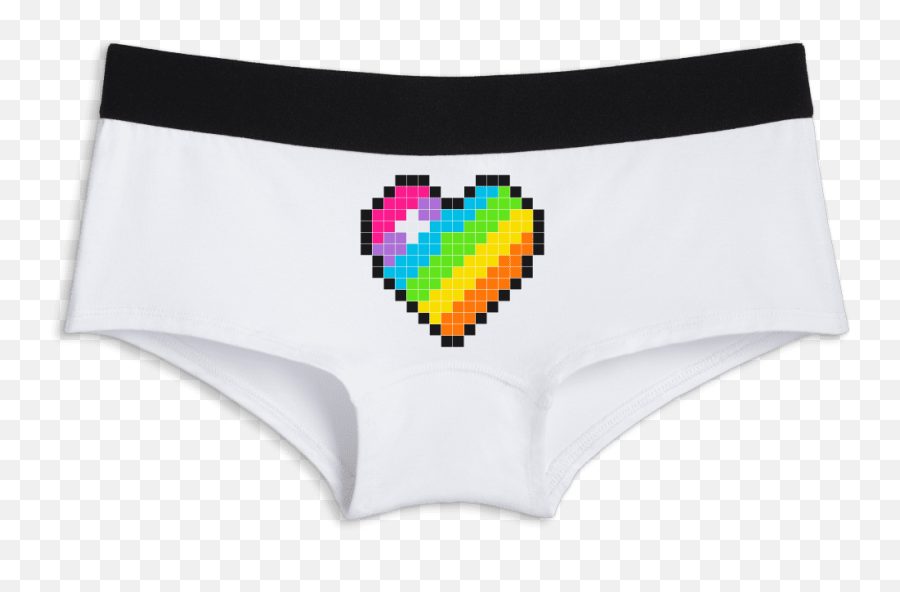 Personalized Rainbow Pixel Heart - Solid Emoji,Joe Boxers With Emoticons For Women Boyshorts