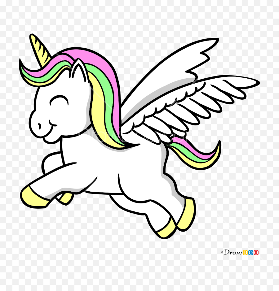 To Draw Cute Pegasus Horses And Unicorns - Unicorn Pegasus Drawing Easy Emoji,How To Draw A Cute Emoji