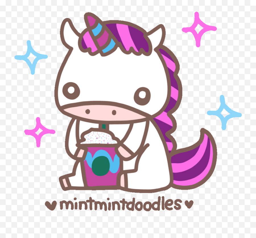 Mintmintdoodles Unicorn Frappuccino Yes Or No Unicor - Unicorn Transparent Animated Gif Emoji,Ios Unicorn Emoji