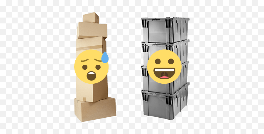 Reusable Vs Cardboard Box - Az Moving Boxes Emoji,Cardboard Emoticon Png