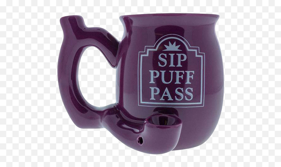 Sip Puff Pass Ceramic Mug Pipe - Mug Emoji,Winkie Emoji