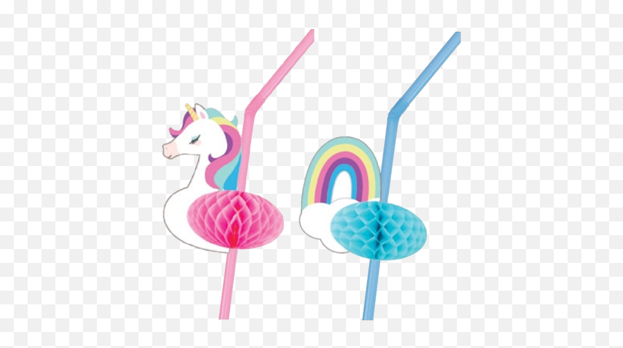Unicorn Party Straws - Unicorn Emoji,Girly Emoji Party Supplies