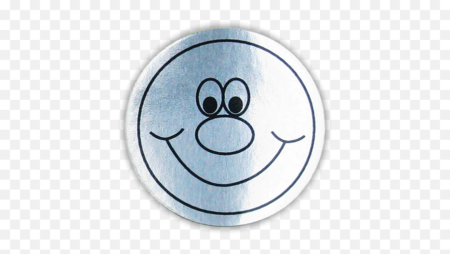 Metallic Silver Foil Smiley Face - Happy Emoji,Emoticon Stickers