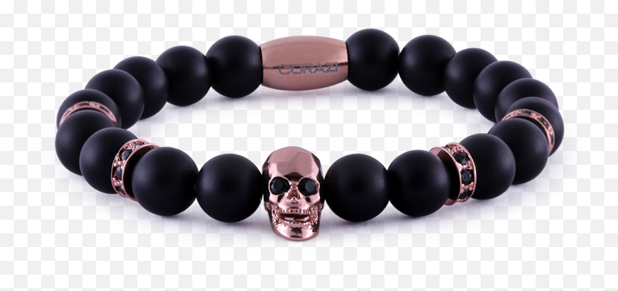 Calavera - Natural Stone Bracelet With Skull Charm Emoji,Swarovski Emotions Bracelet
