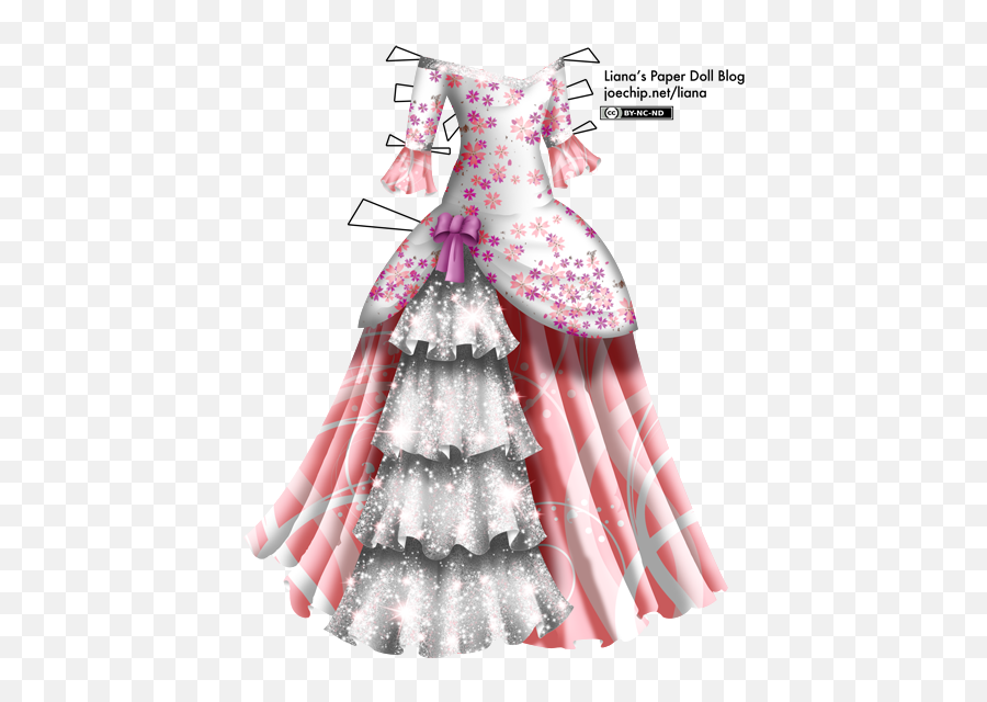 Masquerade Gown With Cherry Blossom Bodice Pink Skirt And - Floor Length Emoji,Japanese Emoticon Monokuma