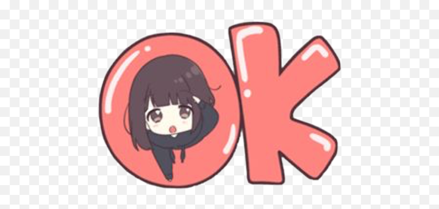 Okay Ok Anime Japanese Kawaii Cute Sticker By Amyy - Stiker Whatsapp Anime Png Emoji,Okay Symbol Emoji