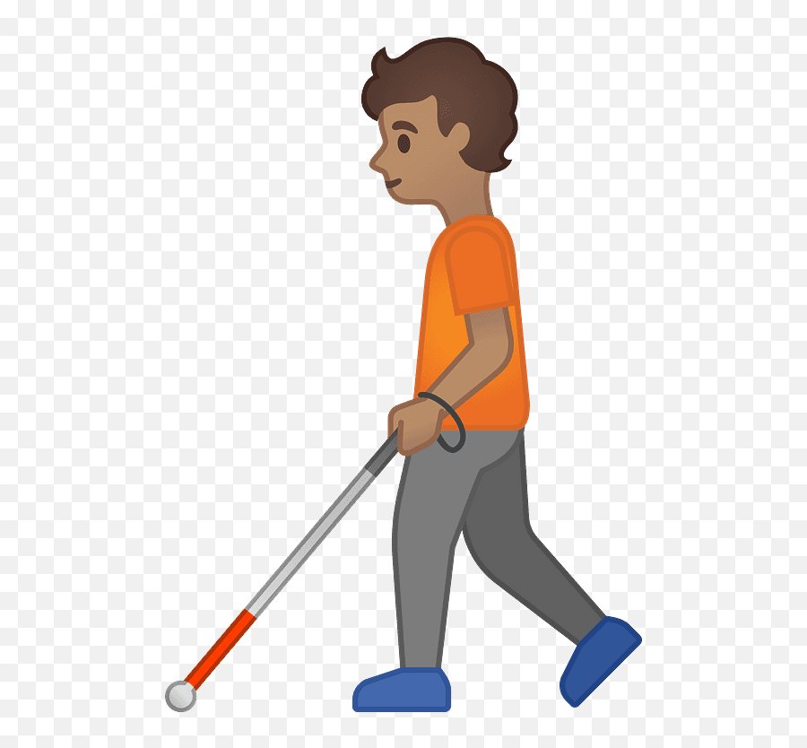Person With White Cane Emoji Clipart - Blind Clipart,Hockey Emoji Android