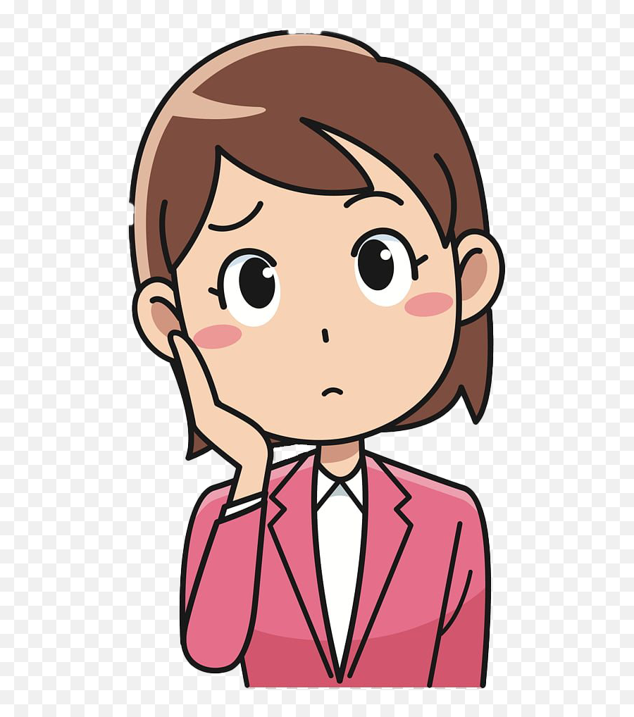 Thinking Woman Png Transparent Images - Cartoon Confused Person Png Emoji,Woman Emotions Clipart