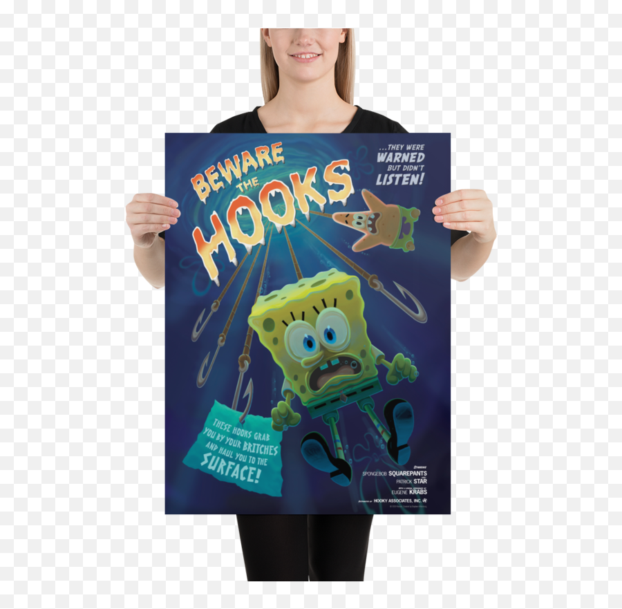 Spongebob Squarepants Beware The Hooks Premium Satin Poster Emoji,Mr. Krabs Emoticon Facebook