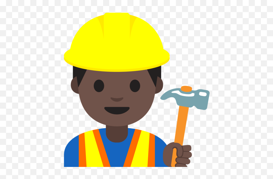 U200d Man With Workeru0027s Helmet And Dark Skin Tone Emoji,Worker Emoji
