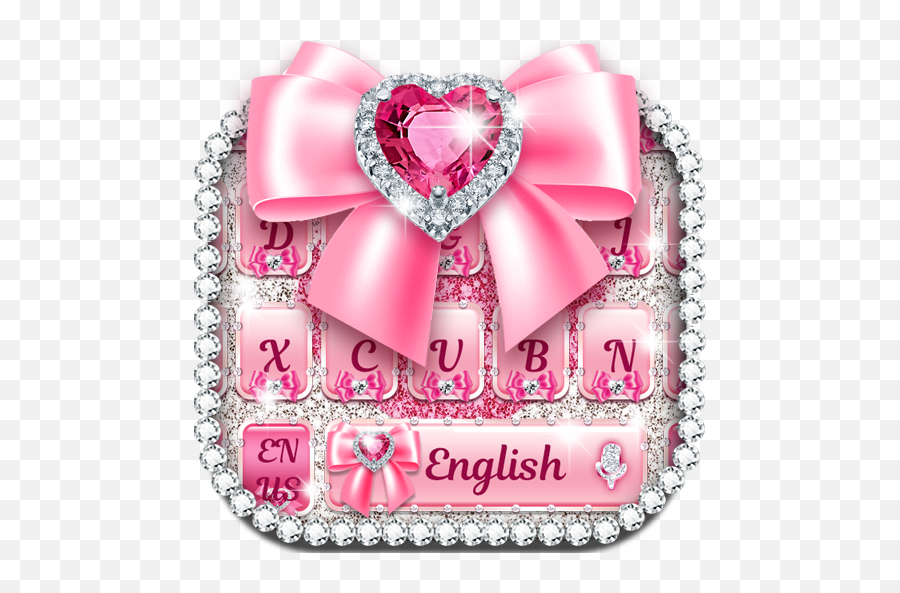 Pink Bow Diamond Keyboard U2013 Applications Sur Google Play - Pink Bow Diamond Png Emoji,Ribbon Emojis