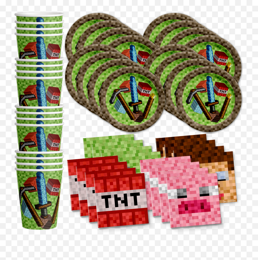 Mining Pixel World Birthday Party Supplies U2013 Birthdaygalorecom - Minecraft Napkins Emoji,Emoji Party Favor Ideas