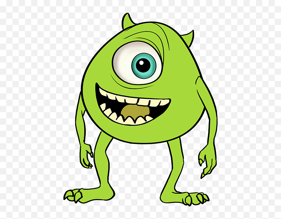 How To Draw Mike Wazowski From Monsters Inc - Drawing Mike Draw A Scary Cartoon Monster Emoji,Emojis Invitaciones