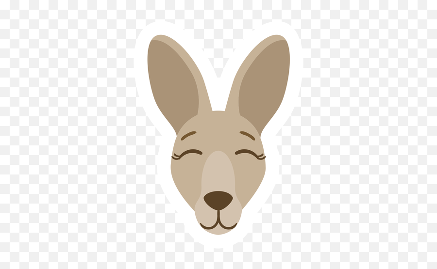 Kangaroo Head Muzzle Ear Flat Sticker - Clip Art Emoji,Neko Head Emotion Ears