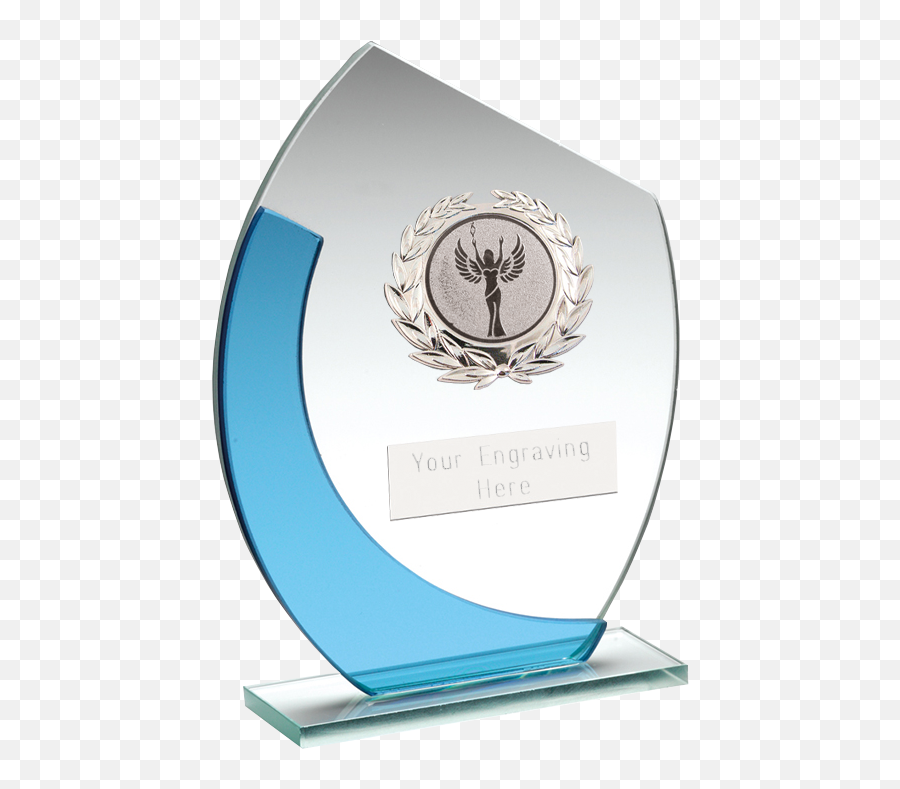 Blue U0026 Silver Curved Glass Plaque Award With Silver Detail 14cm 55 - Solid Emoji,First Place Medal Emoji