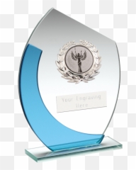 Blue U0026 Silver Curved Glass Plaque Award With Silver Detail 14cm 55 - Solid Emoji,First Place Medal Emoji