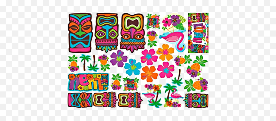 Hawaiian Luau Wall Decorating Mega Value Kit Just Party - Tiki Luau Emoji,Hawaiian Emojis