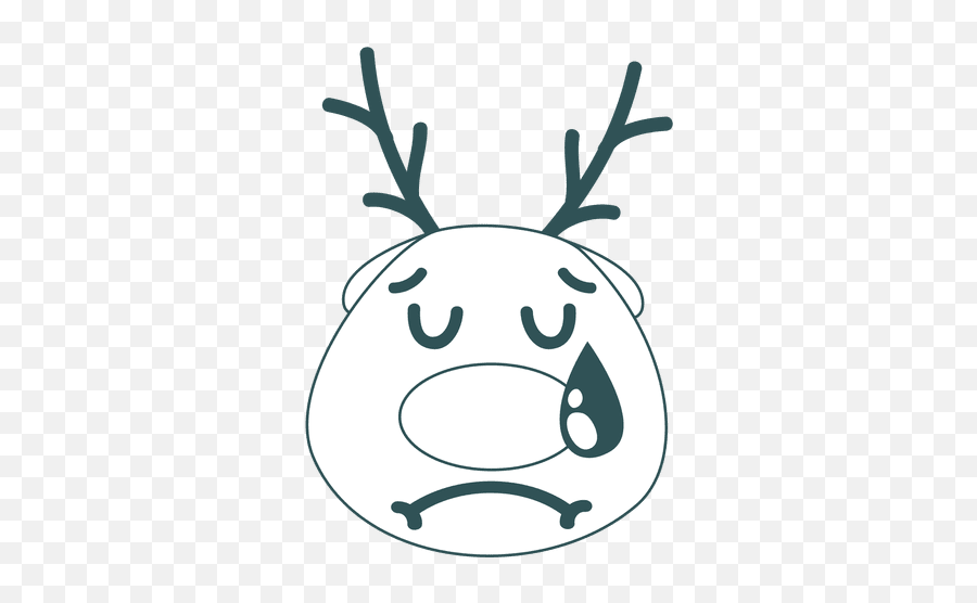 Cry Reindeer Face Green Stroke Emoticon 44 - Transparent Png Dot Emoji,Crying Cat Emoticon