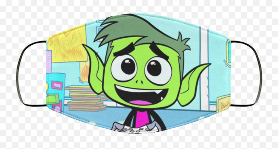 Teen Titans Go Beast Boy Pattern Face Mask - Beast Boy Teen Titans Go Faces Emoji,Yoda Emoticon