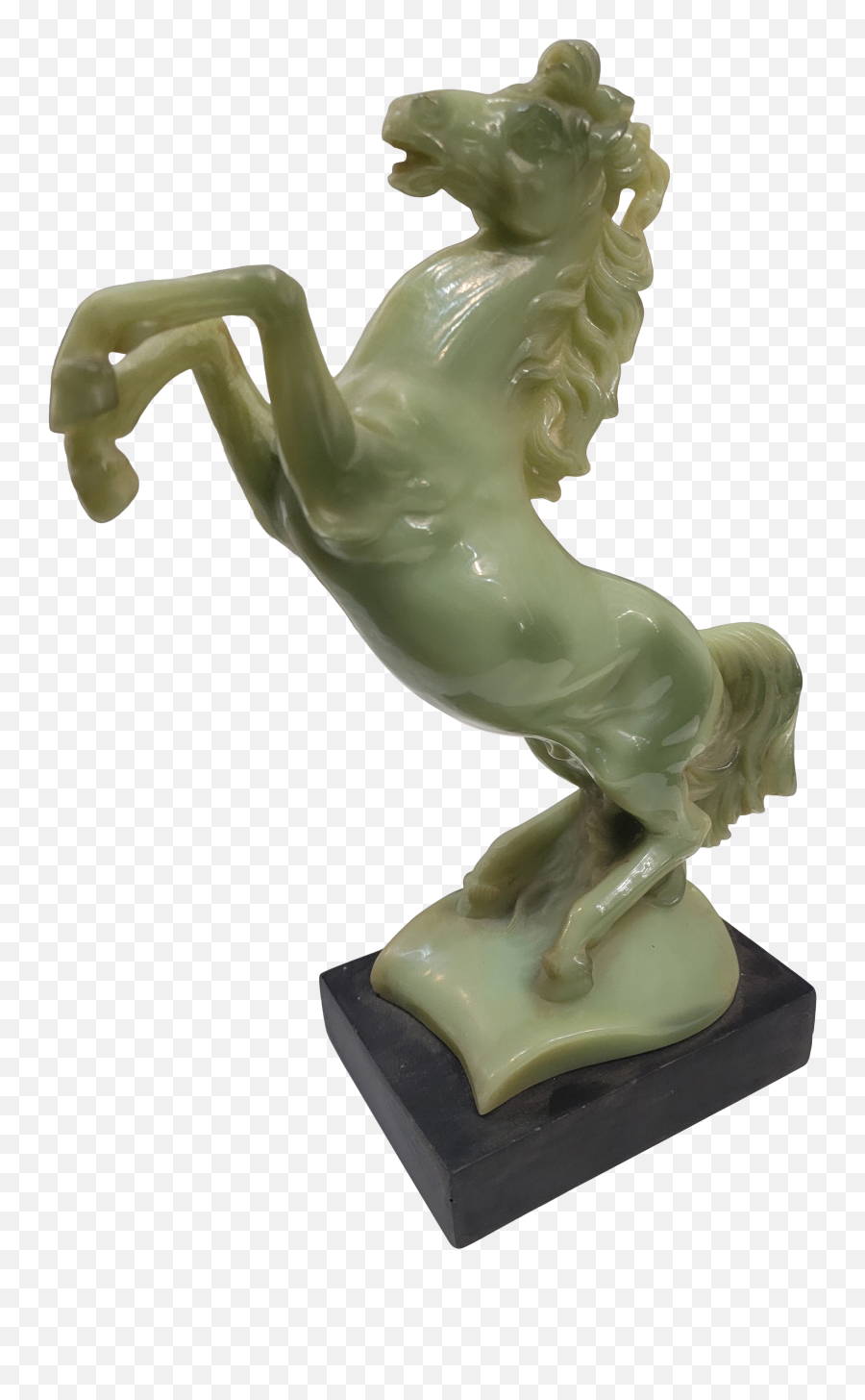 Vintage A Santini Alabaster Resin Rearing Green Horse Sculpture Emoji,Facebook Emoticons. Rearing Horse