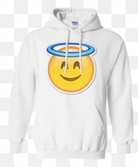 Heaven Angel Ring Smiley Emoji - White Champion Hoodie Boys,Angel Emoji Shirt