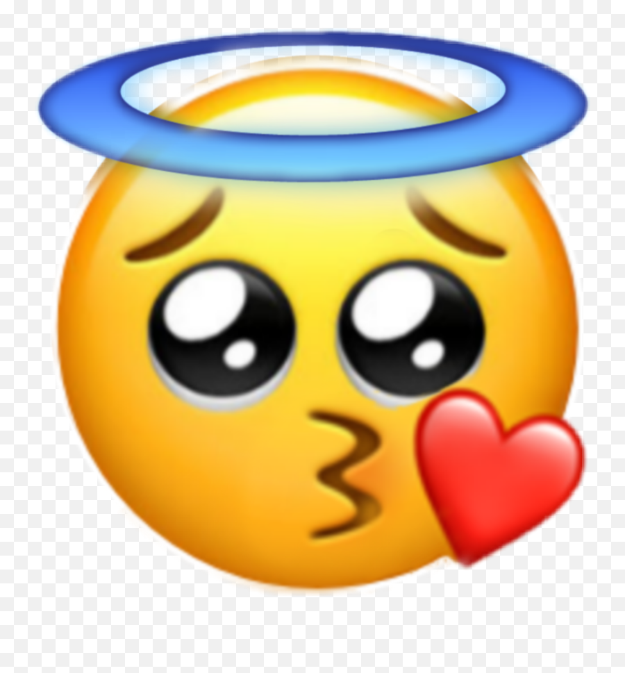 Cute Kiss Angel Emoji Iphone Sticker - Crying Kissy Face Emoji,Iphone Kiss Emoji