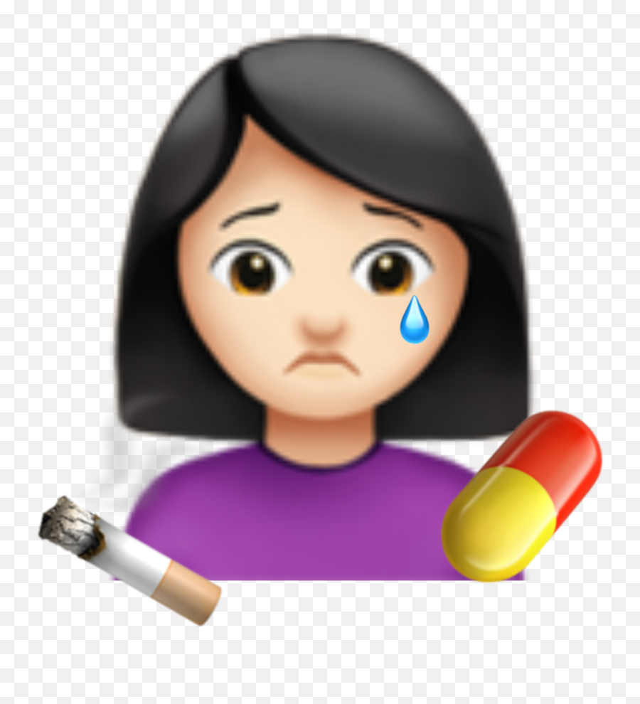 Sticker - Fictional Character Emoji,Girl Depressed Cartoon Emojis