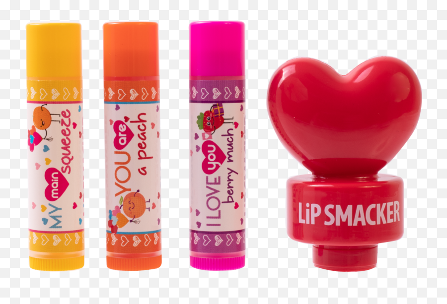 3 Piece Lip Balm With Heart Topper Emoji,Shimmery Heart Emoji