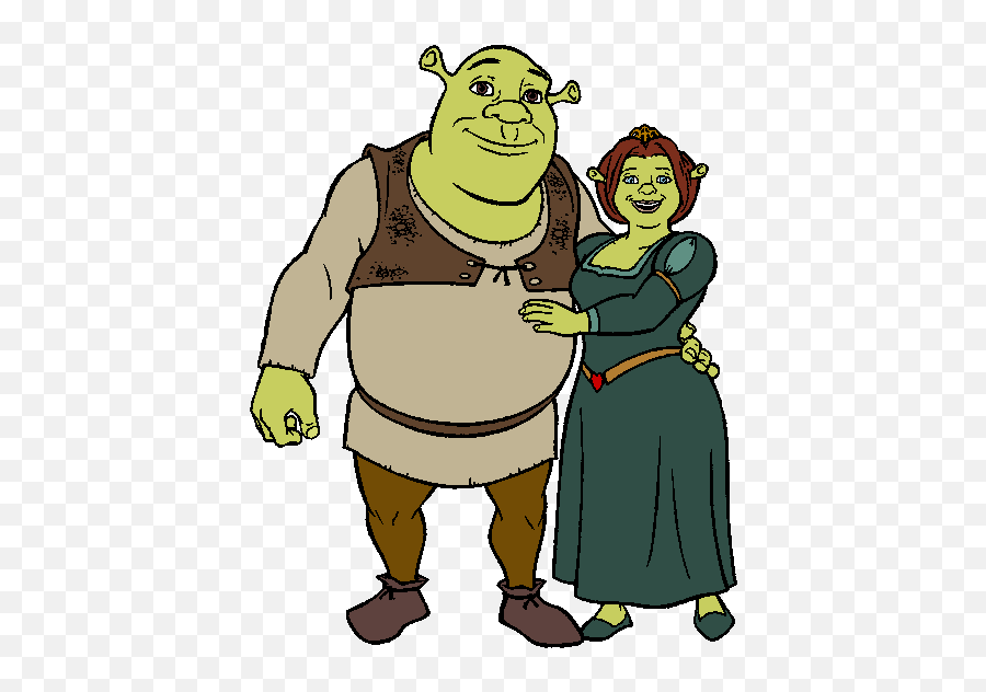 Shrek And Fiona Cartoon - Clip Art Library Shrek And Fiona Clipart Emoji,Shrek Emoticon