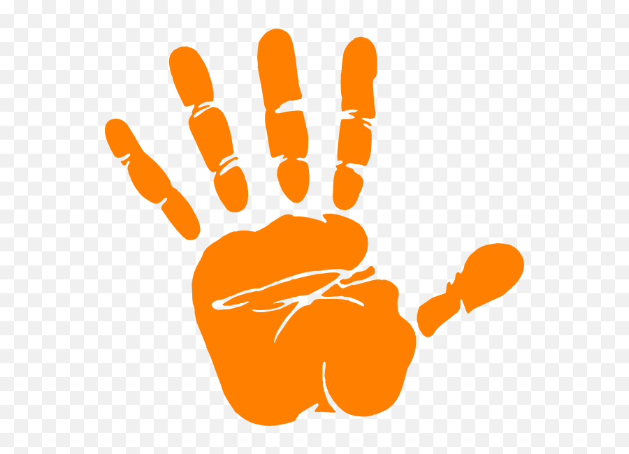 Skin Clipart Child Hand Skin Child - Orange Hand Print Clip Art Emoji,Woman Tipping Hand Emoji